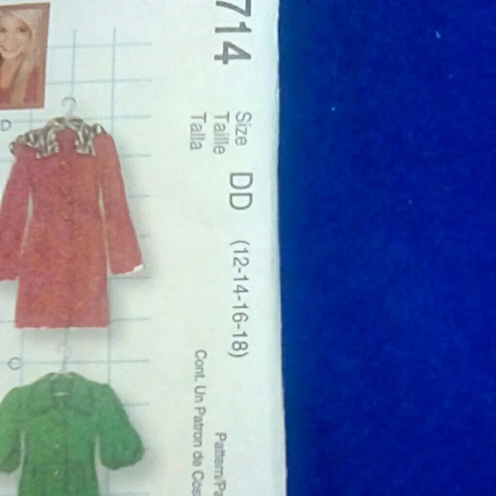 McCall's M5714 Sz 12-14-16-18 DIY design unlined jacket/coat